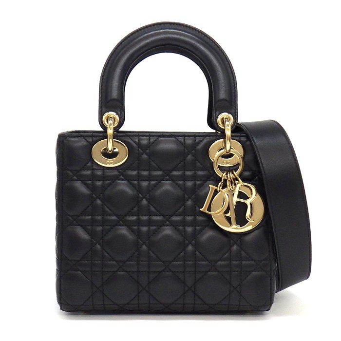 Dior Handbag Lady Dior My Abcdior Small Black Cannage Lambskin Gold