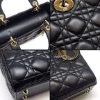 Dior Handbag Lady Dior My Abcdior Small Black Cannage Lambskin Gold — view 8