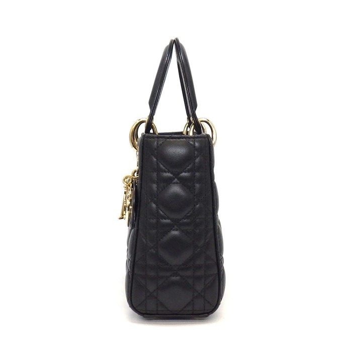 Dior Handbag Lady Dior My Abcdior Small Black Cannage Lambskin Gold — view 3