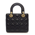 Dior Handbag Lady Dior My Abcdior Small Black Cannage Lambskin Gold — view 2