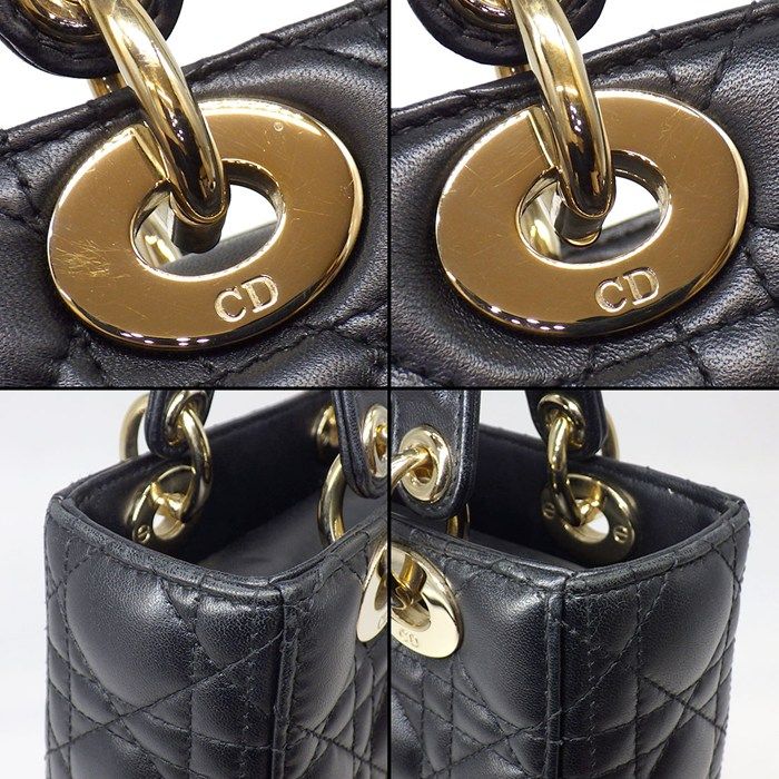 Dior Handbag Lady Dior My Abcdior Small Black Cannage Lambskin Gold — view 6