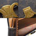 Celine Shoulder Bag Triomphe Claude Tan Canvas Calfskin Gold — view 7