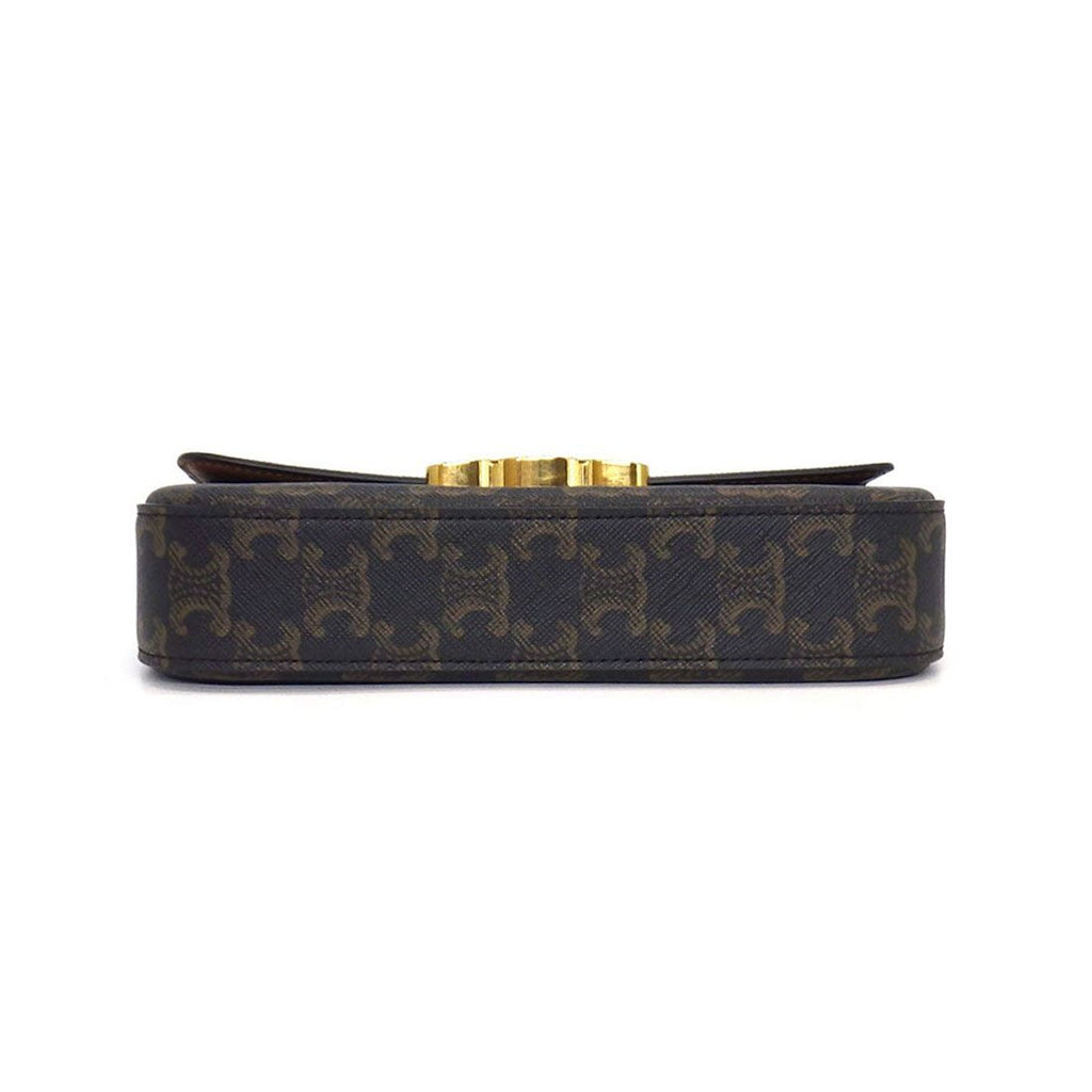 Celine Shoulder Bag Triomphe Claude Tan Canvas Calfskin Gold — view 4