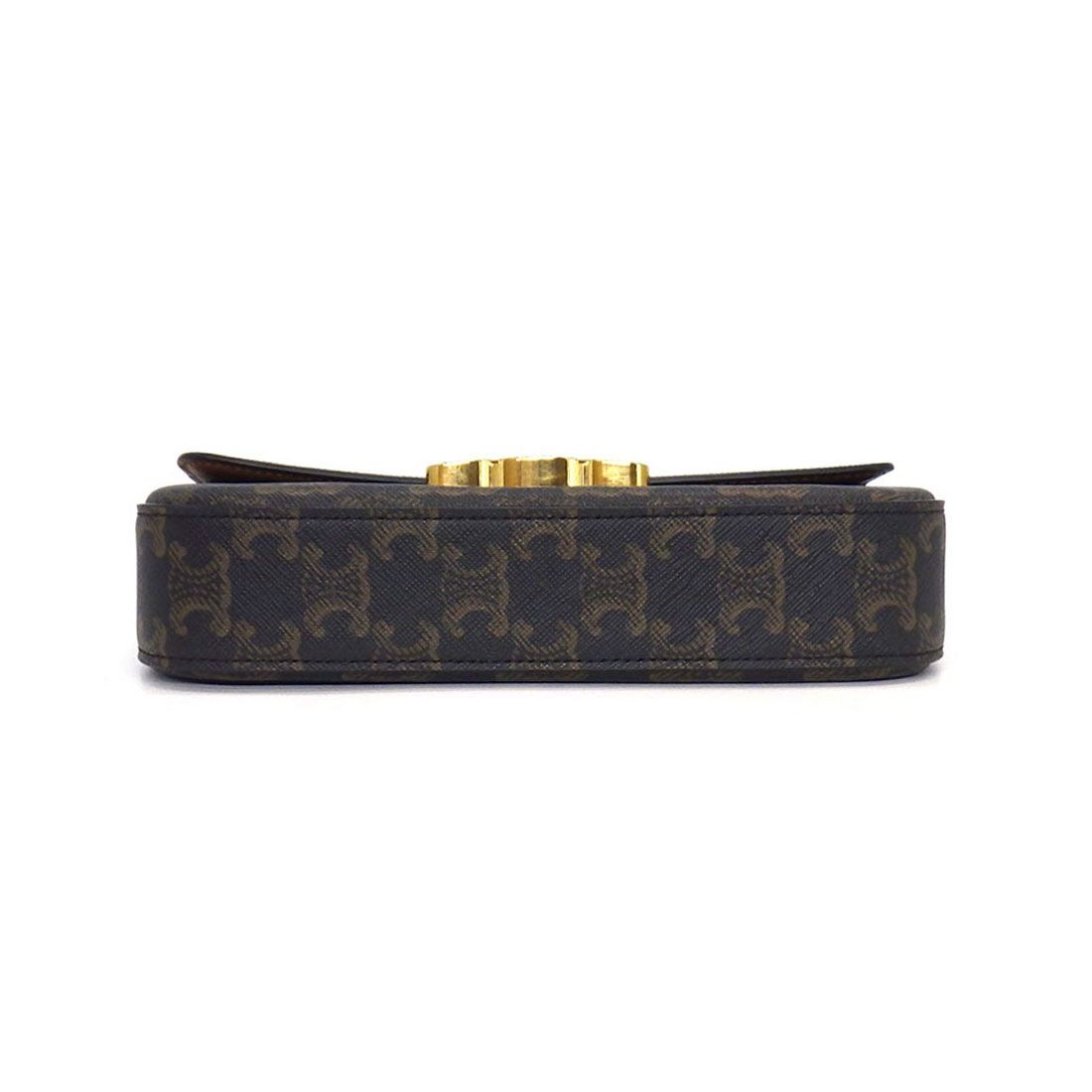Celine Shoulder Bag Triomphe Claude Tan Canvas Calfskin Gold — view 4