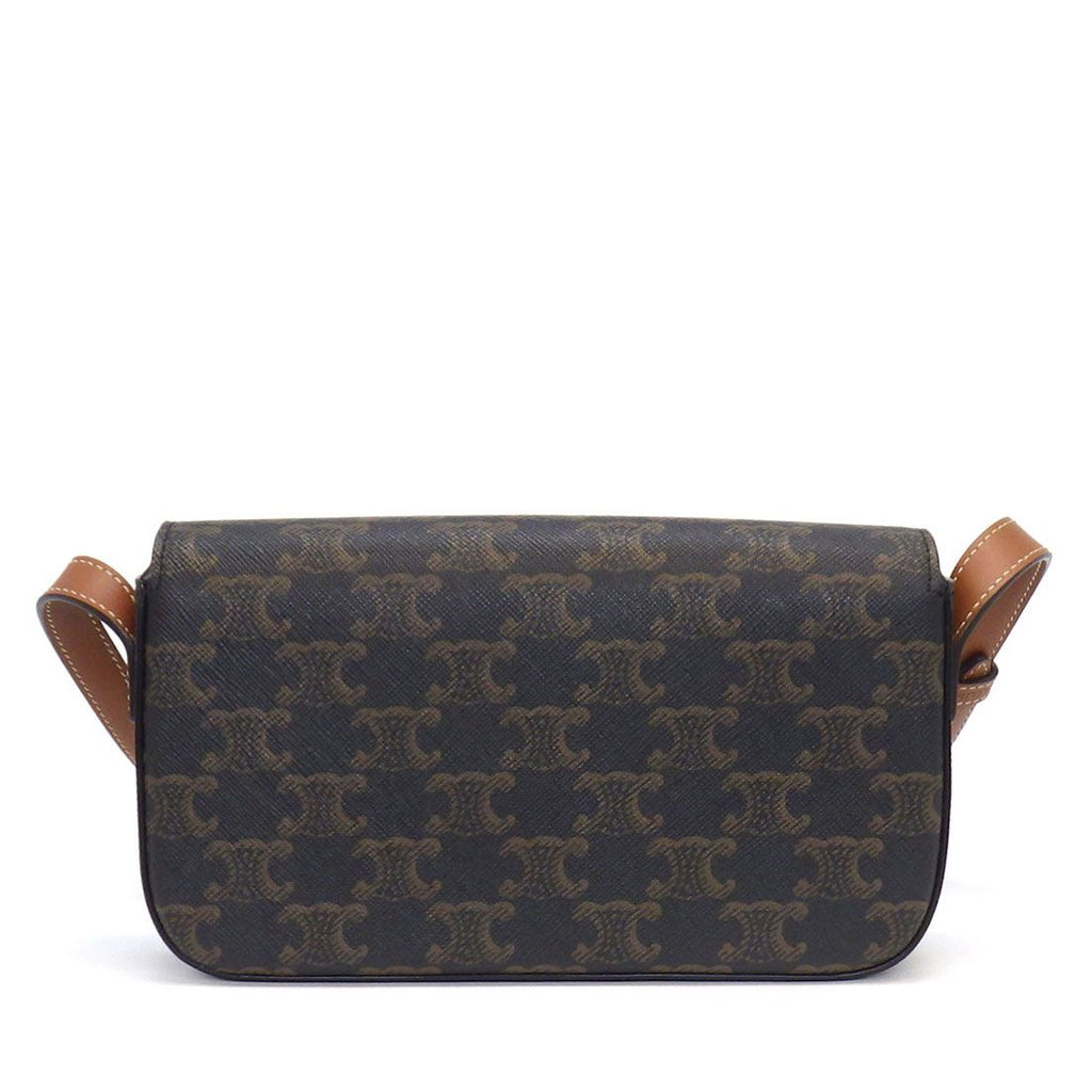 Celine Shoulder Bag Triomphe Claude Tan Canvas Calfskin Gold — view 2