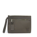 Louis Vuitton Clutch Takeoff Pouch Khaki LV Aerolog Lambskin Silver