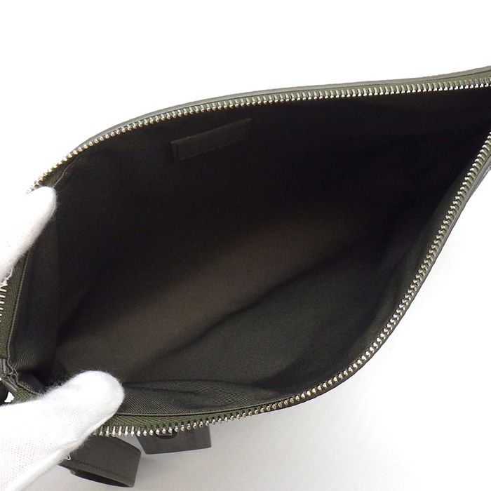 Louis Vuitton Clutch Takeoff Pouch Khaki LV Aerolog Lambskin Silver — view 5