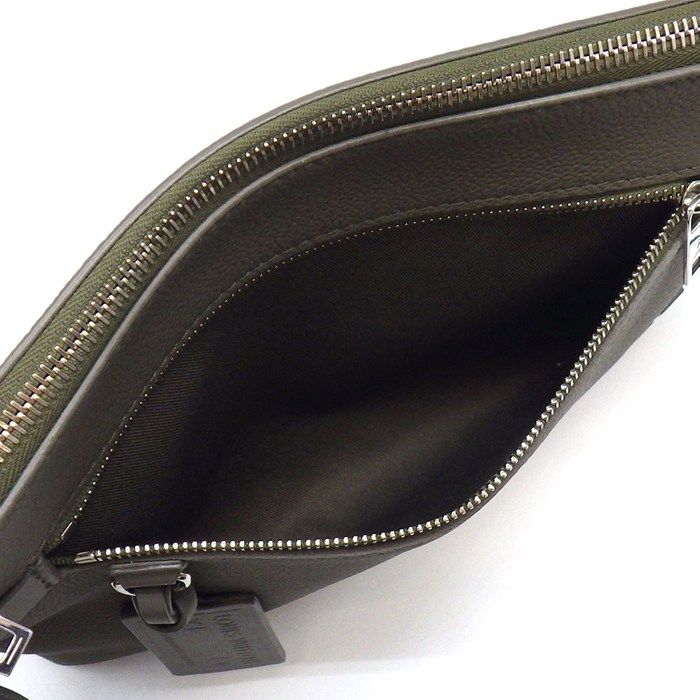 Louis Vuitton Clutch Takeoff Pouch Khaki LV Aerolog Lambskin Silver — view 6
