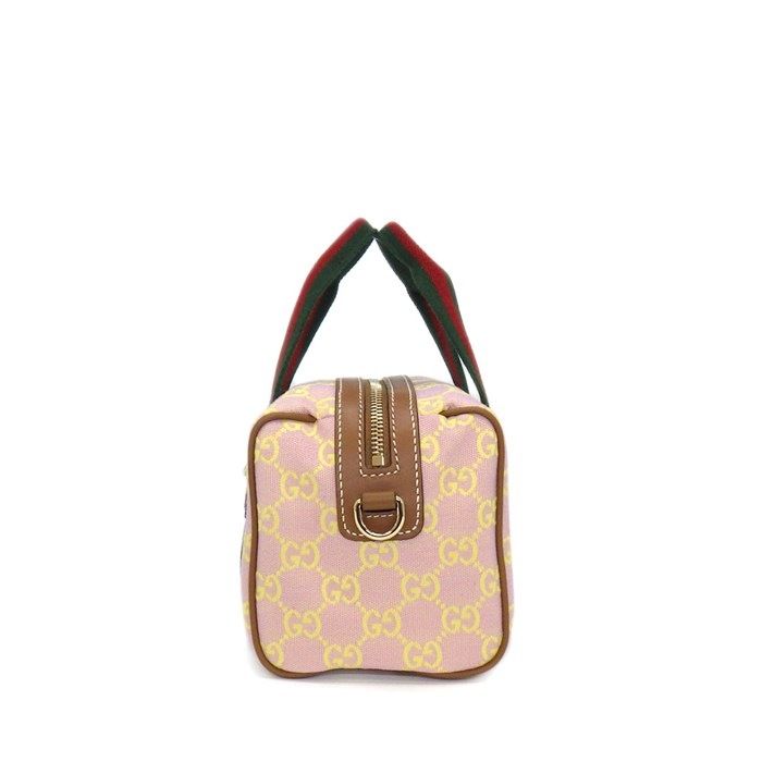 Gucci Mini Boston Bag Aafys Pink Brown GG Canvas Leather Gold — view 3
