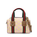 Gucci Mini Boston Bag Aafys Pink Brown GG Canvas Leather Gold