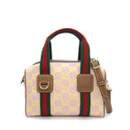 Gucci Mini Boston Bag Aafys Pink Brown GG Canvas Leather Gold