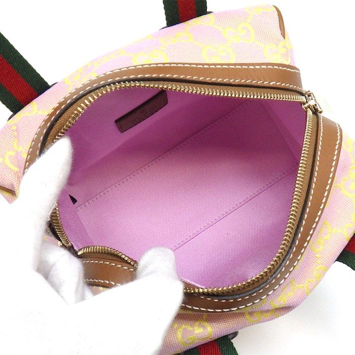 Gucci Mini Boston Bag Aafys Pink Brown GG Canvas Leather Gold — view 5