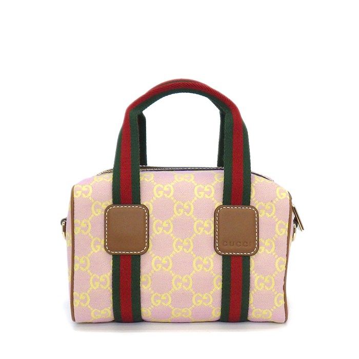 Gucci Mini Boston Bag Aafys Pink Brown GG Canvas Leather Gold — view 2