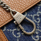 Gucci Shoulder Bag Dionysus Blue Brown GG Denim Leather Silver — view 7