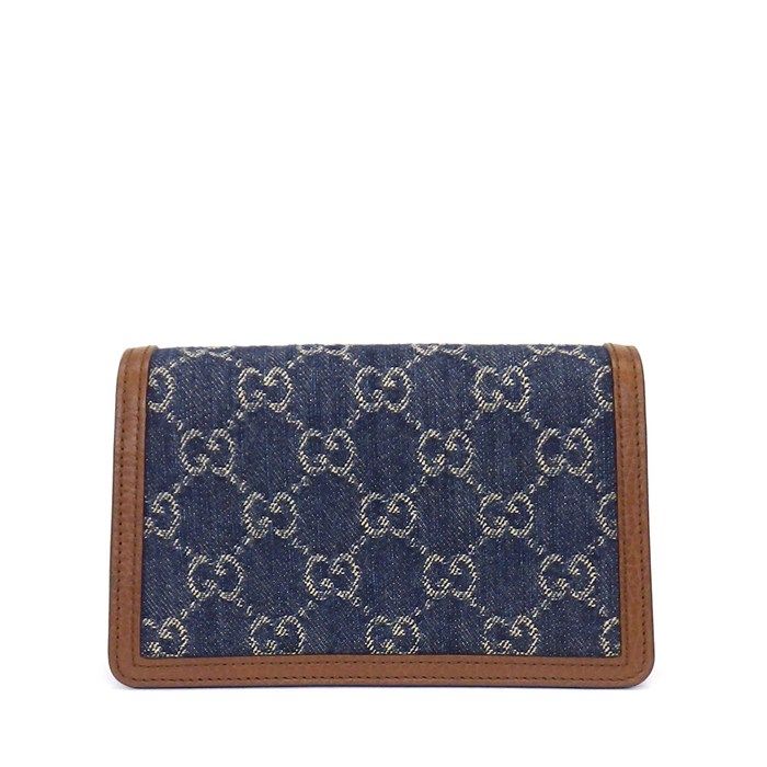 Gucci Shoulder Bag Dionysus Blue Brown GG Denim Leather Silver — view 2