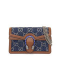 Gucci Shoulder Bag Dionysus Blue Brown GG Denim Leather Silver