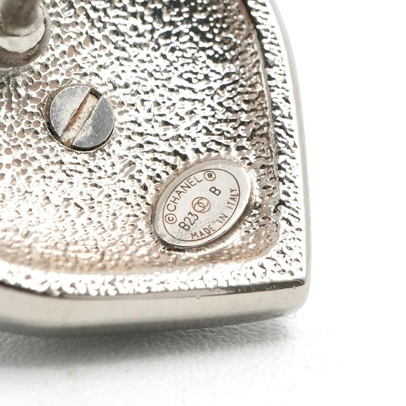 Chanel Earrings Silver CC Logo Rhinestone — view 6