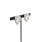 Chanel Earrings Silver CC Logo Rhinestone — view 8