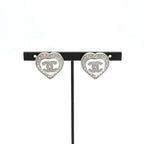 Chanel Earrings Silver CC Logo Rhinestone — view 7