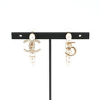 Chanel Earrings Gold CC Logo N5 Rhinestone Hoop — view 6
