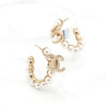 Chanel Earrings Gold CC Logo N5 Rhinestone Hoop