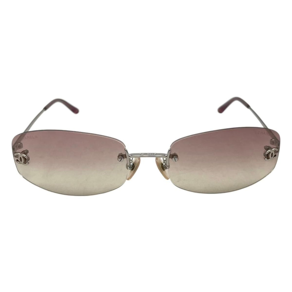 Chanel Sunglasses CC Logo Rimless Gradient Pink Yellow Silver Eyewear — view 3