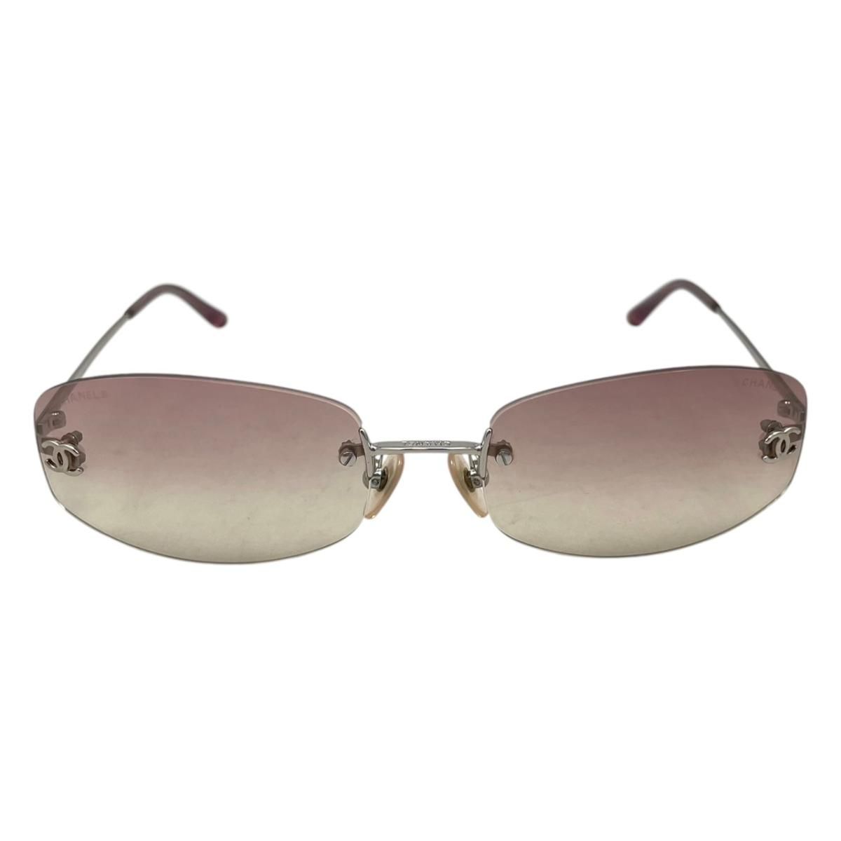 Chanel Sunglasses CC Logo Rimless Gradient Pink Yellow Silver Eyewear — view 3