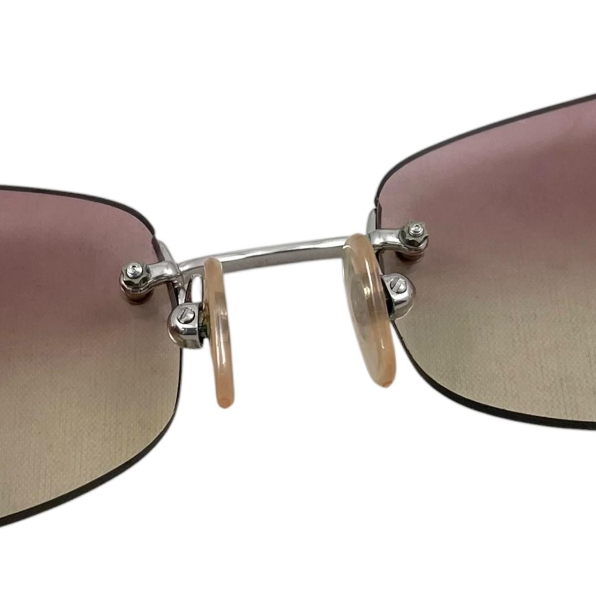Chanel Sunglasses CC Logo Rimless Gradient Pink Yellow Silver Eyewear — view 7