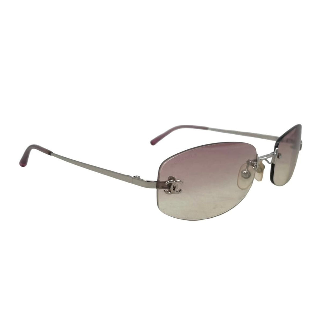 Chanel Sunglasses CC Logo Rimless Gradient Pink Yellow Silver Eyewear — view 2