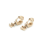 Chanel Earrings Gold CC Logo Rhinestone Leaf Motif — view 3