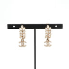Chanel Earrings Gold CC Logo Rhinestone Leaf Motif — view 6