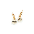 Chanel Earrings Gold Black CC Logo Hoop