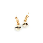 Chanel Earrings Gold Black CC Logo Hoop