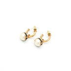 Chanel Earrings Gold Black CC Logo Hoop — view 2