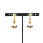 Chanel Earrings Gold Black CC Logo Hoop — view 8