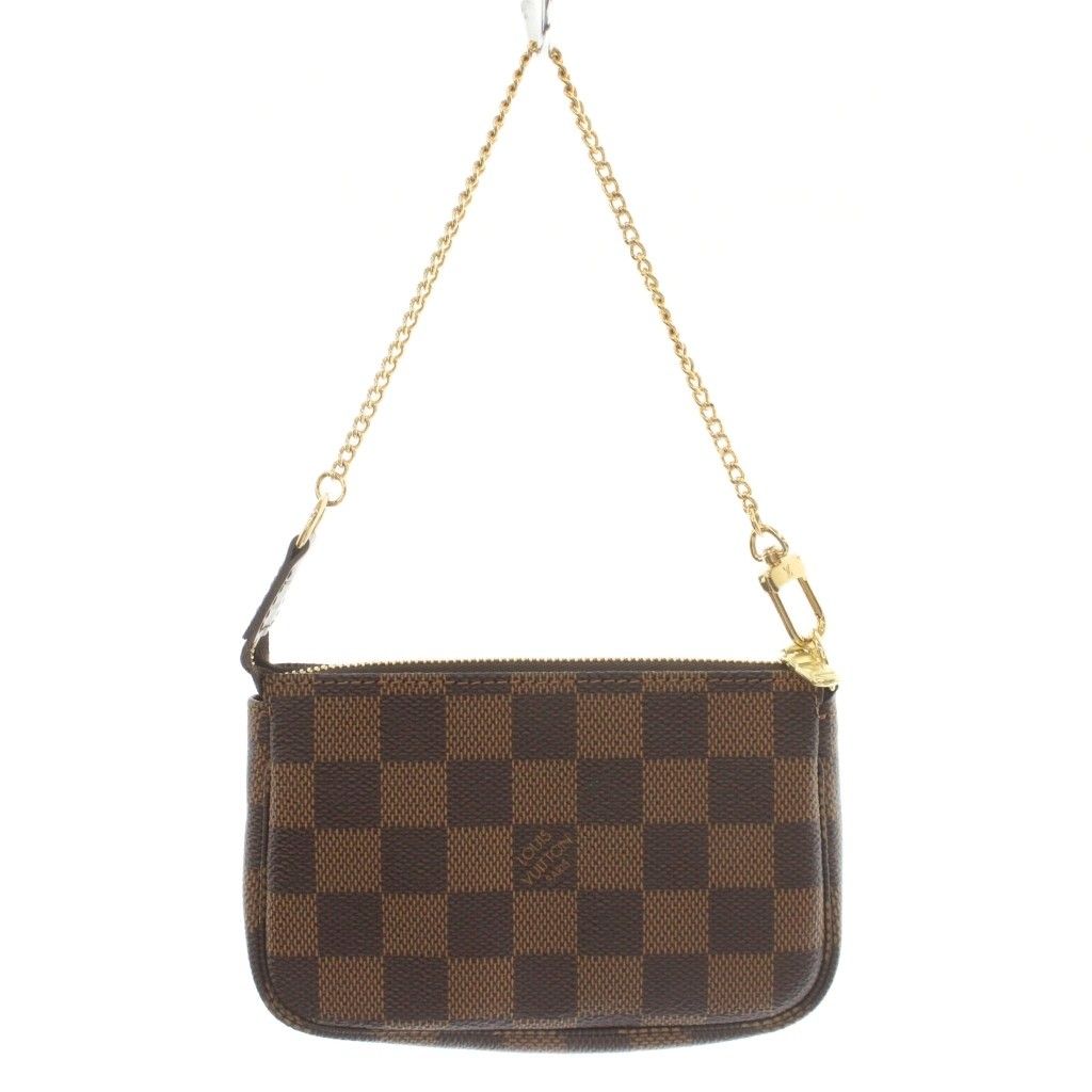 Louis Vuitton Mini Pochette Accessory Soir Damier Ebene Canvas Hand Bag Chain — view 3