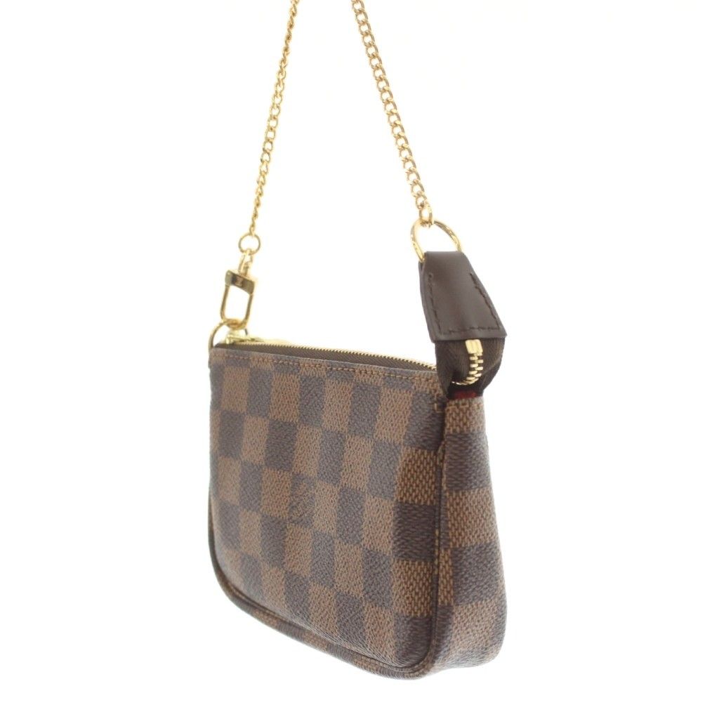 Louis Vuitton Mini Pochette Accessory Soir Damier Ebene Canvas Hand Bag Chain — view 2