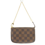 Louis Vuitton Mini Pochette Accessory Soir Damier Ebene Canvas Hand Bag Chain