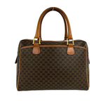 Celine Vintage Macadam Blason Pattern Triomphe Leather Mini Boston Bag Brown — view 3