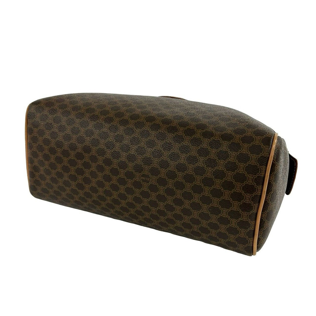 Celine Vintage Macadam Blason Pattern Triomphe Leather Mini Boston Bag Brown — view 8
