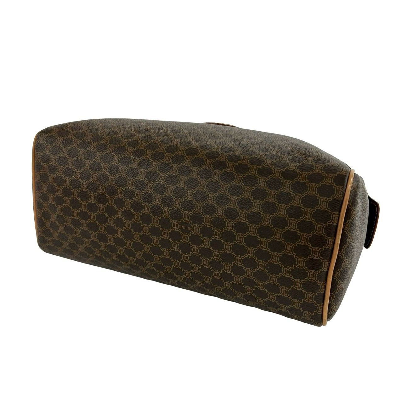 Celine Vintage Macadam Blason Pattern Triomphe Leather Mini Boston Bag Brown — view 8