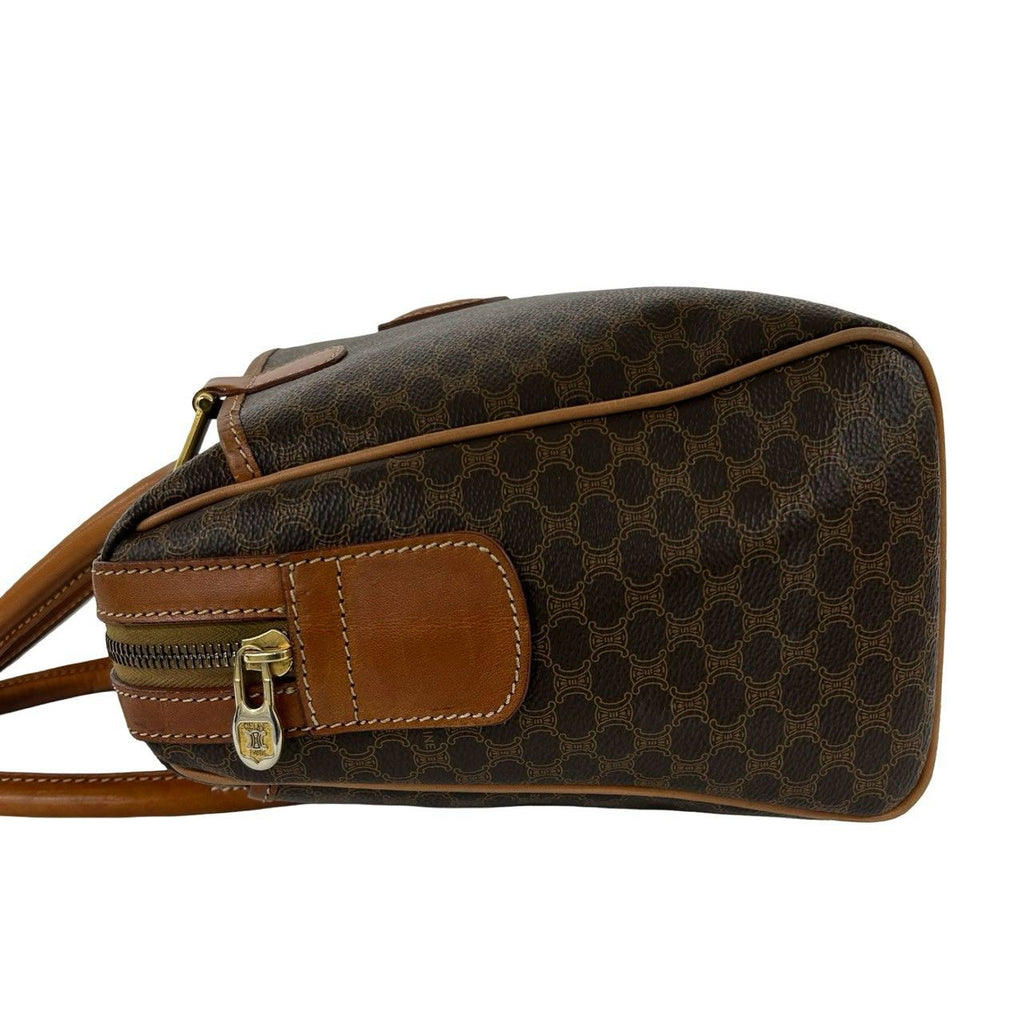 Celine Vintage Macadam Blason Pattern Triomphe Leather Mini Boston Bag Brown — view 5
