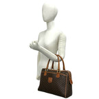 Celine Vintage Macadam Blason Pattern Triomphe Leather Mini Boston Bag Brown — view 2