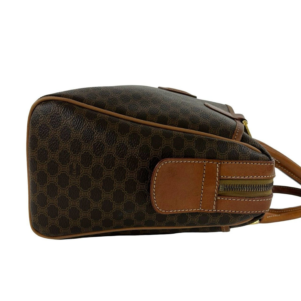Celine Vintage Macadam Blason Pattern Triomphe Leather Mini Boston Bag Brown — view 6
