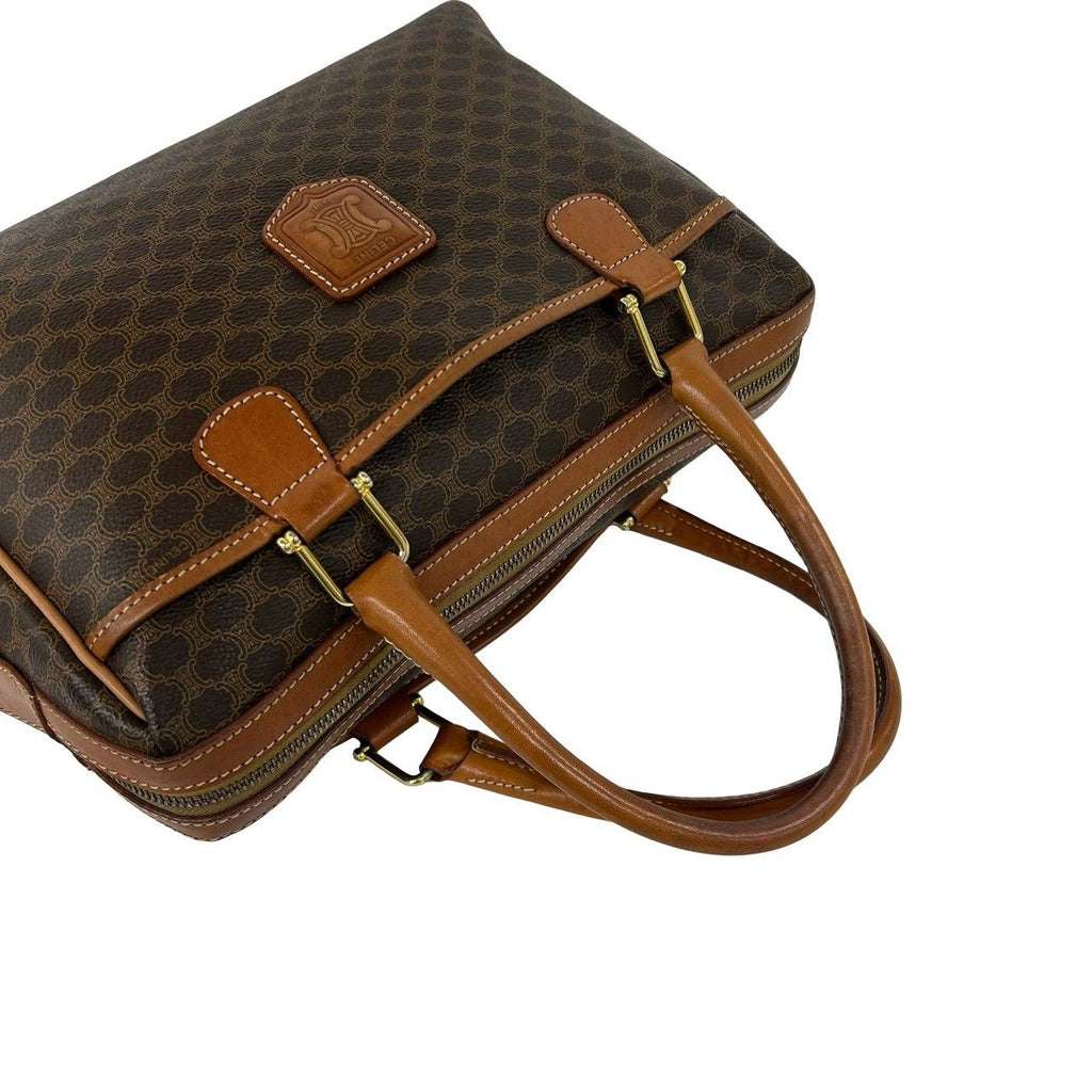 Celine Vintage Macadam Blason Pattern Triomphe Leather Mini Boston Bag Brown — view 4