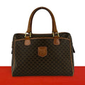 Celine Vintage Macadam Blason Pattern Triomphe Leather Mini Boston Bag Brown