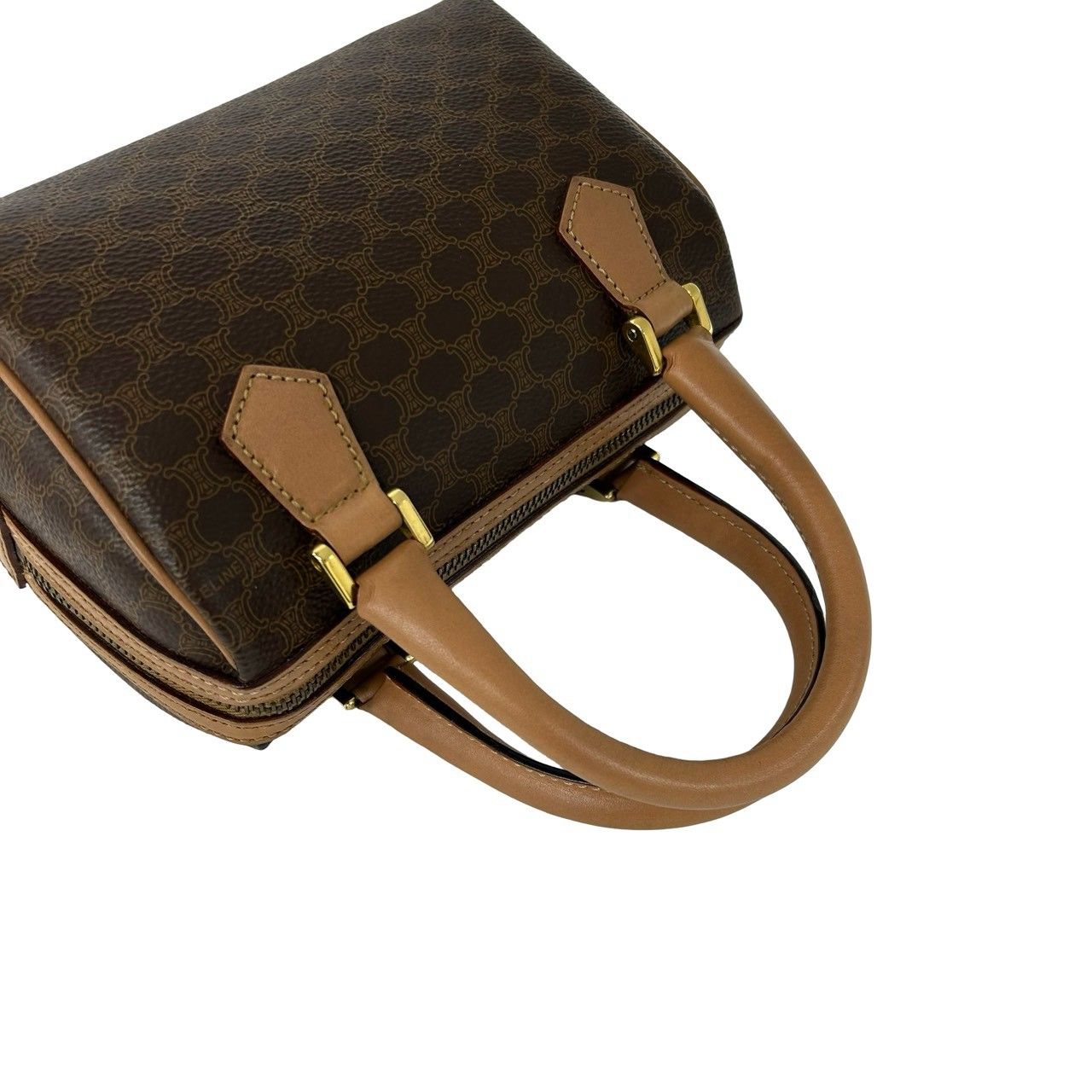 Celine Vintage Macadam Blason Pattern Triomphe Leather 2-Way Shoulder Bag Brown — view 4
