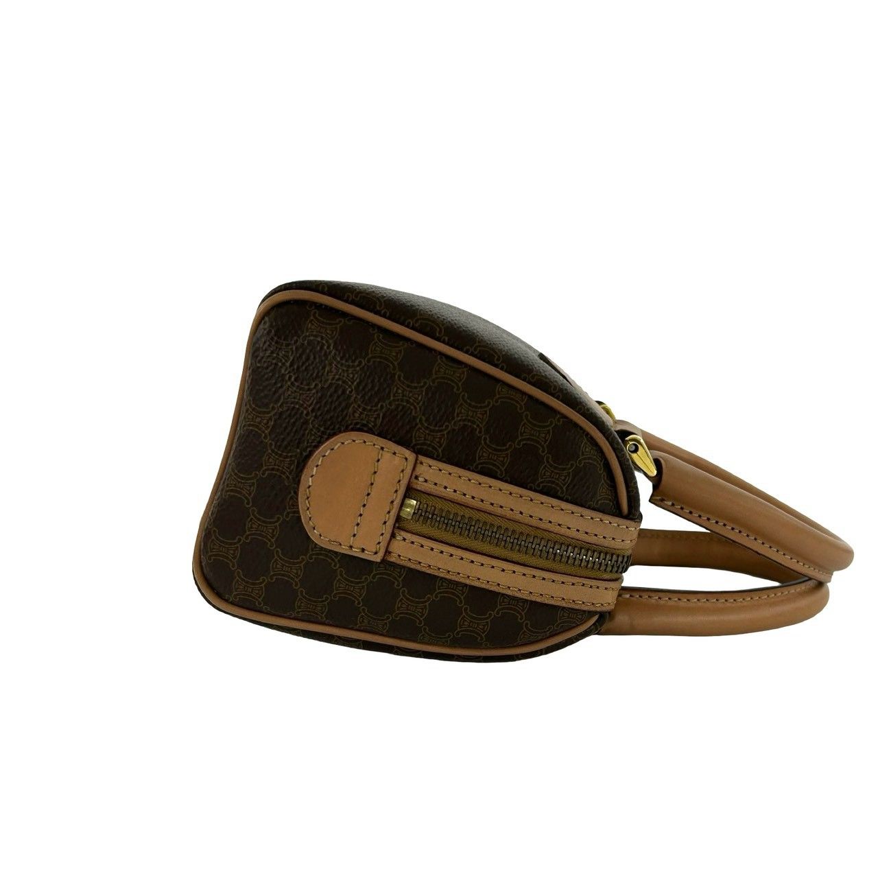 Celine Vintage Macadam Blason Pattern Triomphe Leather 2-Way Shoulder Bag Brown — view 6