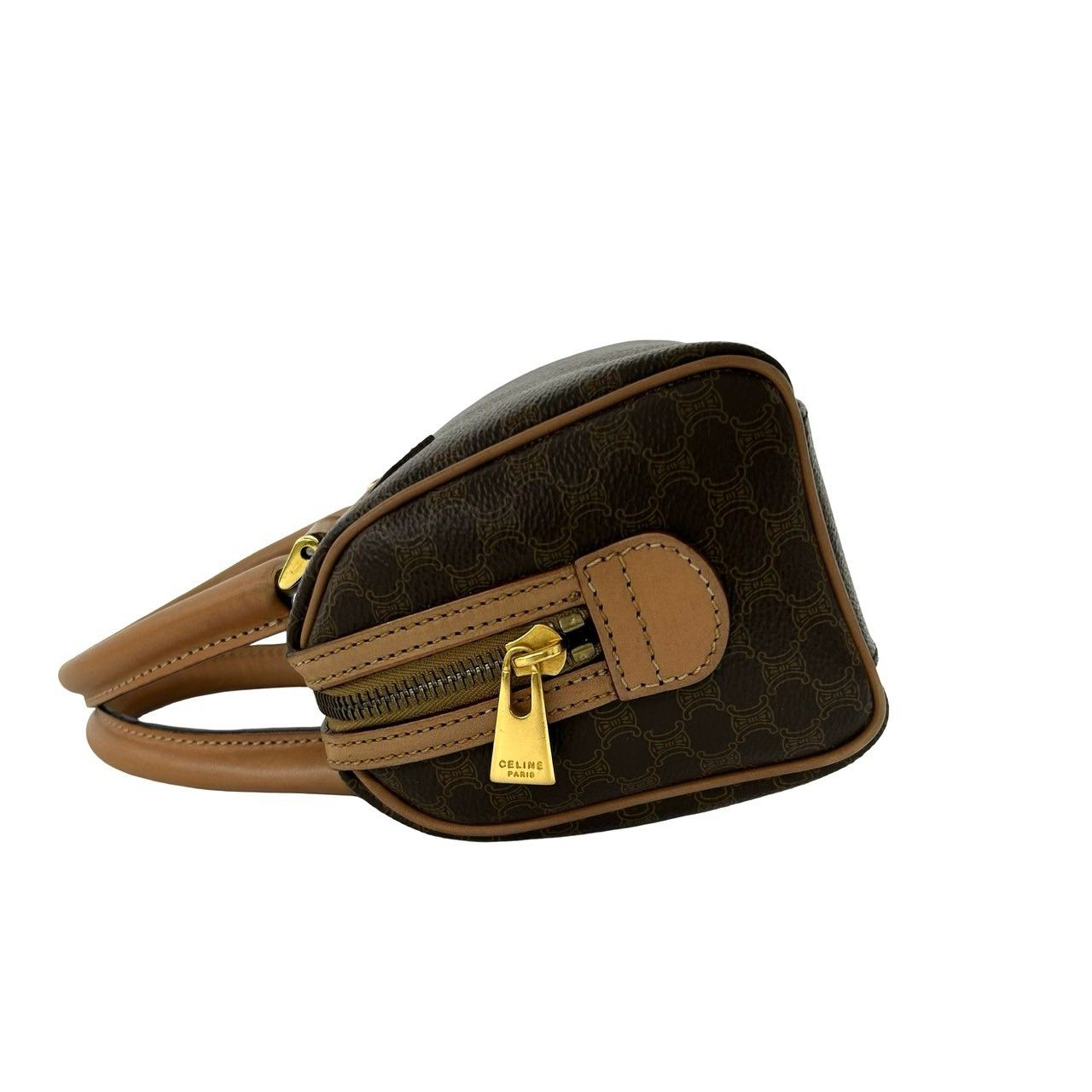 Celine Vintage Macadam Blason Pattern Triomphe Leather 2-Way Shoulder Bag Brown — view 5