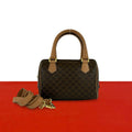 Celine Vintage Macadam Blason Pattern Triomphe Leather 2-Way Shoulder Bag Brown